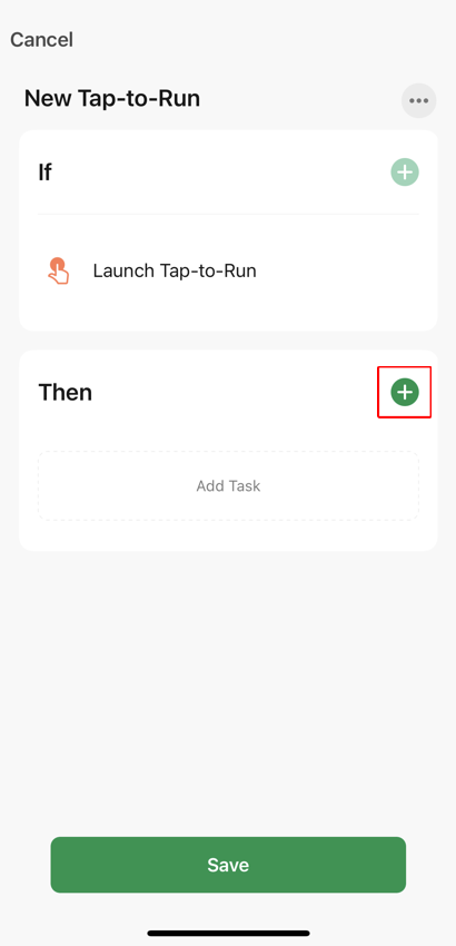 Set up task screen